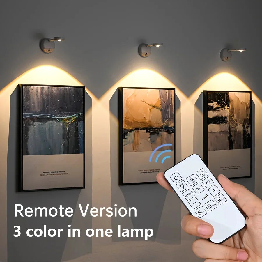 USB Rechargeable Intelligent Sensing Wireless Wall Light Dimmable Led Spotlight For Lighting Paintings Pictures