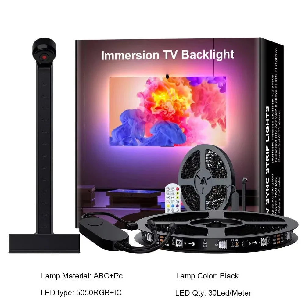 PC/TV LED Backlight RGBIC Strip Light – Smart Color Sensor, App Control & Music Sync
Transform your setup into a next-level visual experience with our cutting-edge RGBIC LED Backlight Strip. Designed for TVs, PC monitors, and gaming stations, this smart
