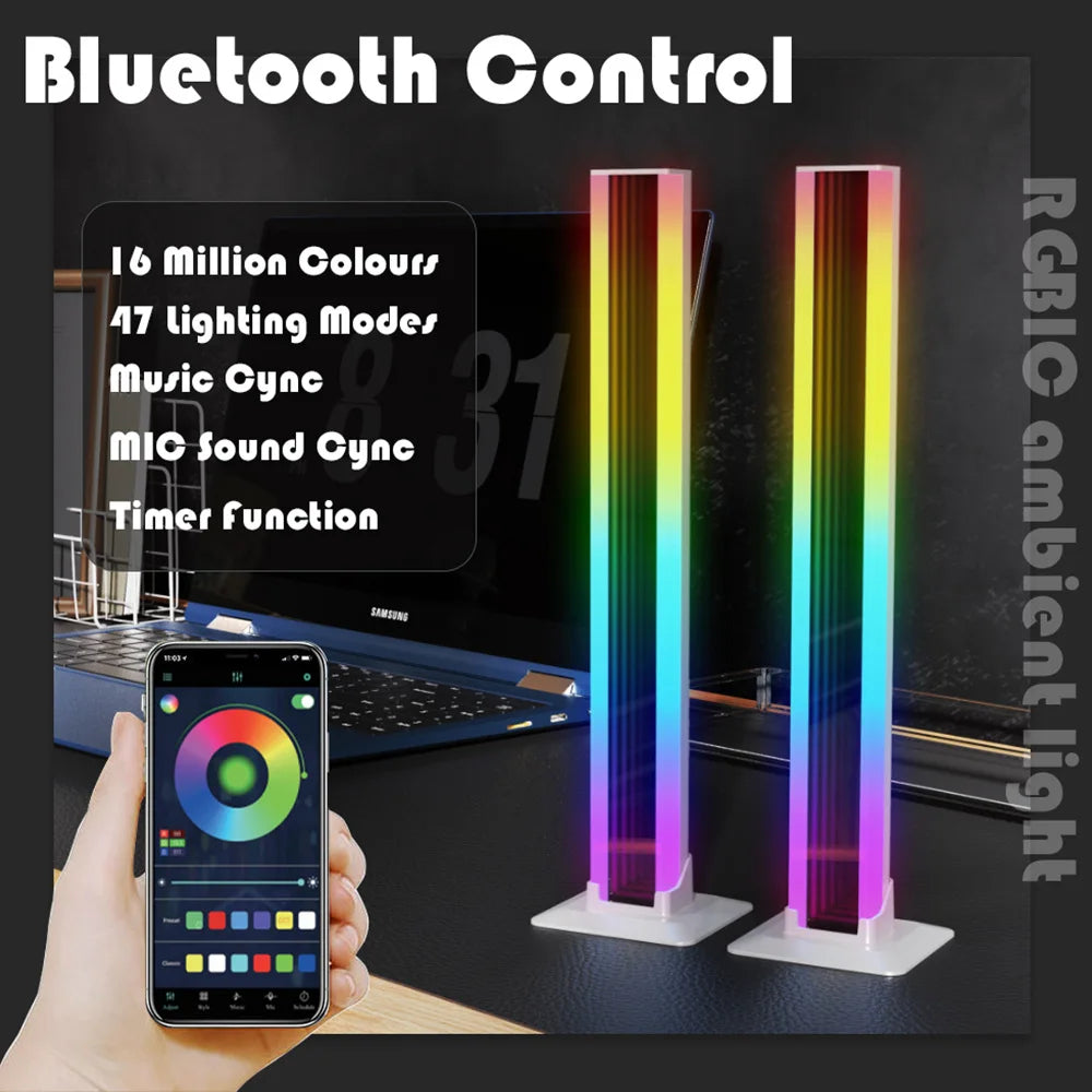 LED Light A Pair R🔴G🟢B🔵 Room Decor Abyss Lamp Bluetooth Ambient Night Light Desktop Mood Lighting for TV PC Gaming Backlight