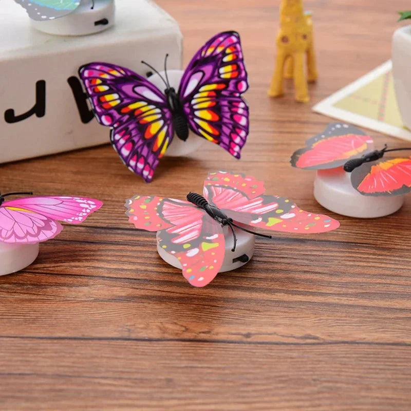 Ranpo Hot Butterfly Night Light Creative Fun Colorful Glowing Butterfly Light Stickable Diy LED House Decorative Wall Lights
