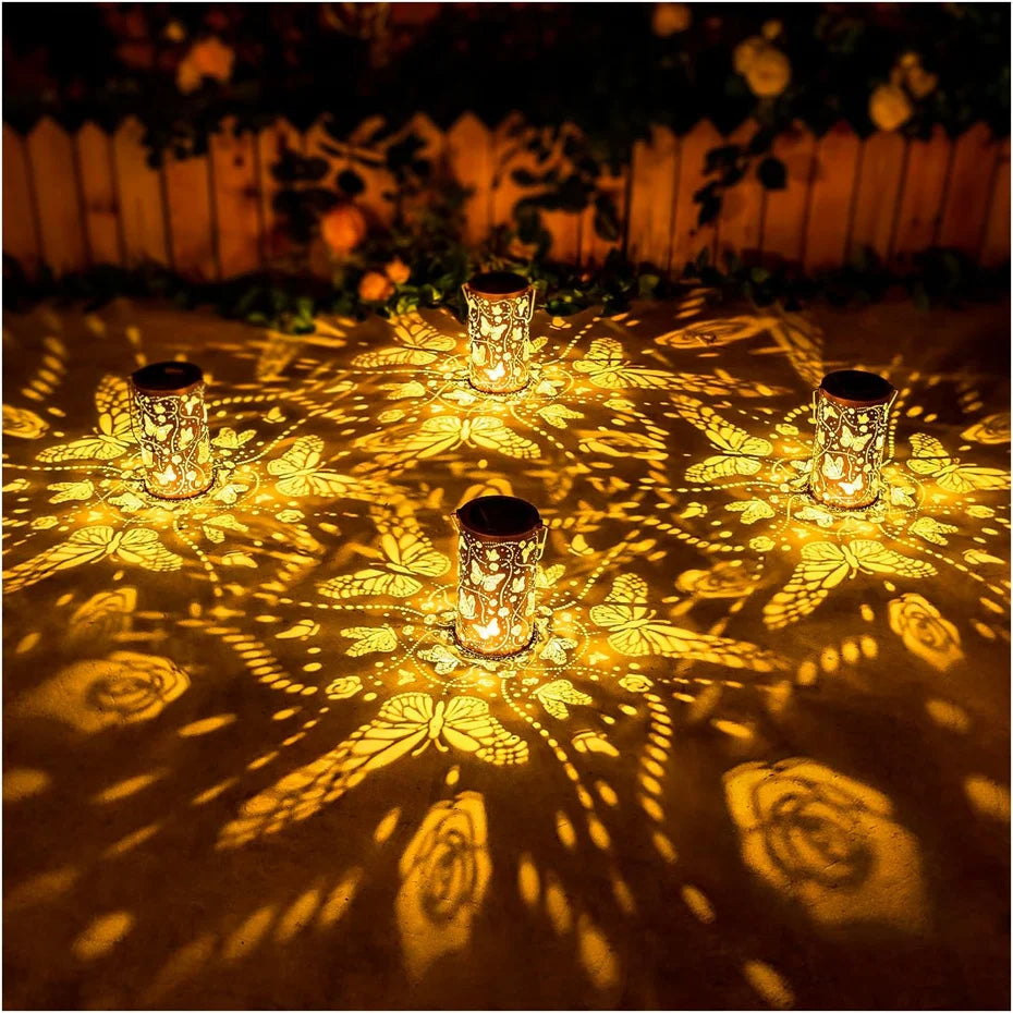 Butterfly Solar Lanterns Outdoor Waterproof Hanging Lights LED Metal Decorative for Garden Yard Patio Lawn Pathway Landscape