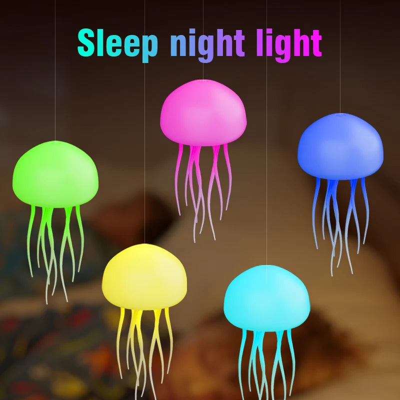 9 inch Custom Fantasy Jellyfish and fish Lava Lamp USB Powered Color Changing LED Jelly Fish Mood Night Light Round Jellyfish La