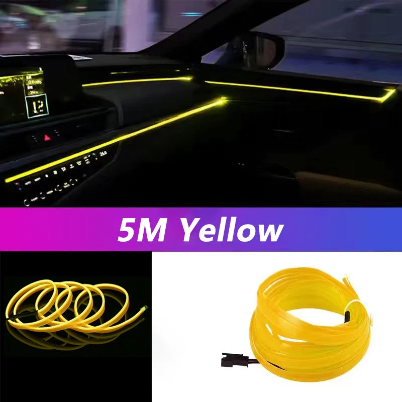 ✨️🌈5M Car Interior LED Strip Light – Flexible Neon EL Wire for DIY Auto Decoration & Party Vibes
Transform your ride into a glowing masterpiece