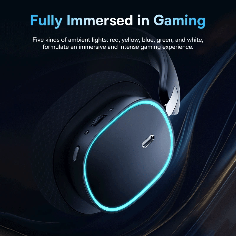 🎧 Baseus GH02 Gaming Wireless Headphone with Mic Over-Ear Headphones Bluetooth 5.3 40mm Driver 2.4G/Wireless/Cable R🔴G🟢B🔵 Headsets
