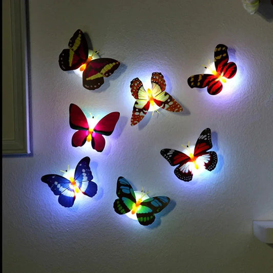 Ranpo Hot Butterfly Night Light Creative Fun Colorful Glowing Butterfly Light Stickable Diy LED House Decorative Wall Lights