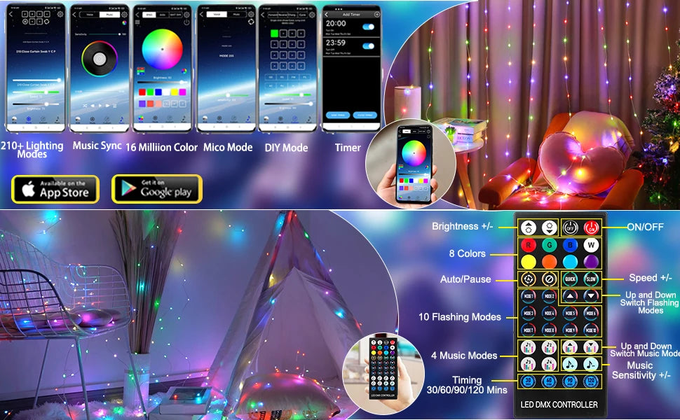 Smart Curtain String Lights