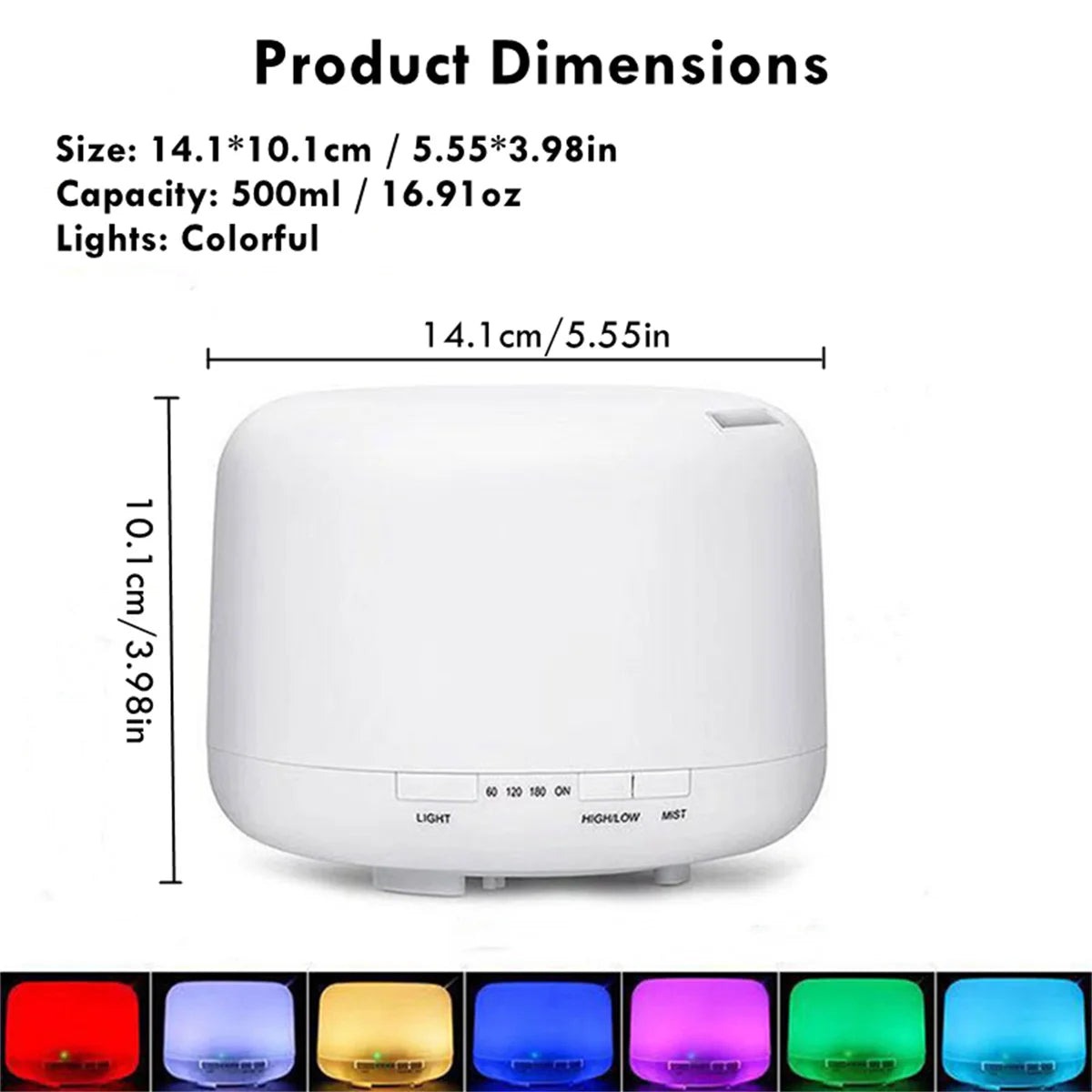 🌈🌫🥰500ML Air Humidifier Essential Oil Diffuser Aroma Diffuser With Colorful Night Lights USB Humidifier Mini-Size Humidifier
