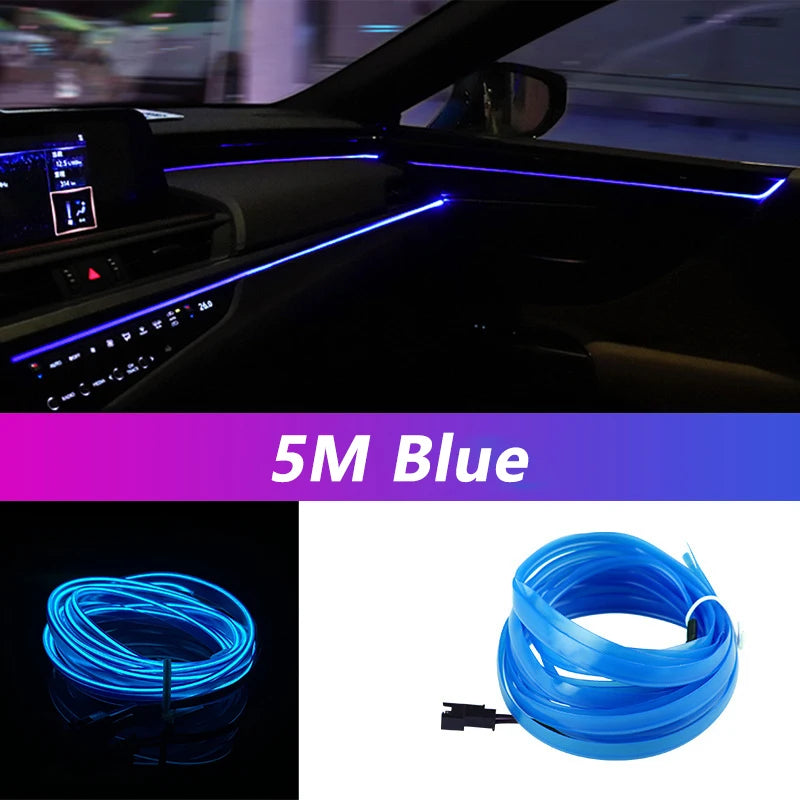✨️🌈5M Car Interior LED Strip Light – Flexible Neon EL Wire for DIY Auto Decoration & Party Vibes
Transform your ride into a glowing masterpiece