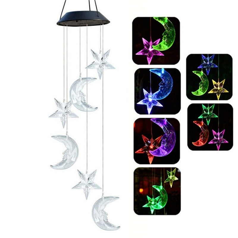 LED Solar Wind Chime Crystal Ball Hummingbird Wind Chime Light Color Changing Waterproof Hanging Solar Light for Home Garden