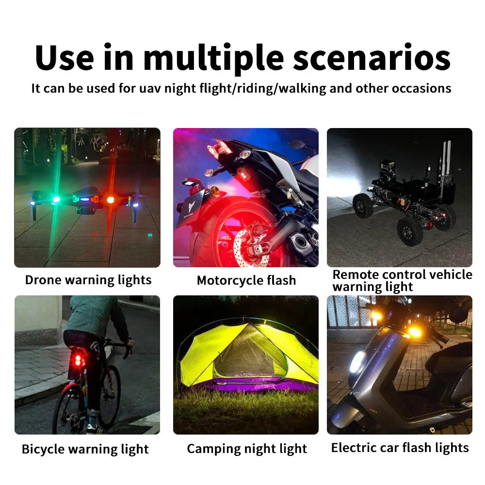 🚨 Motorcycle & Drone Strobe Light – 7-Color Mini USB LED Anti-Collision
✨ “Stay visible, stay safe – your night protection in 7 dazzling colours