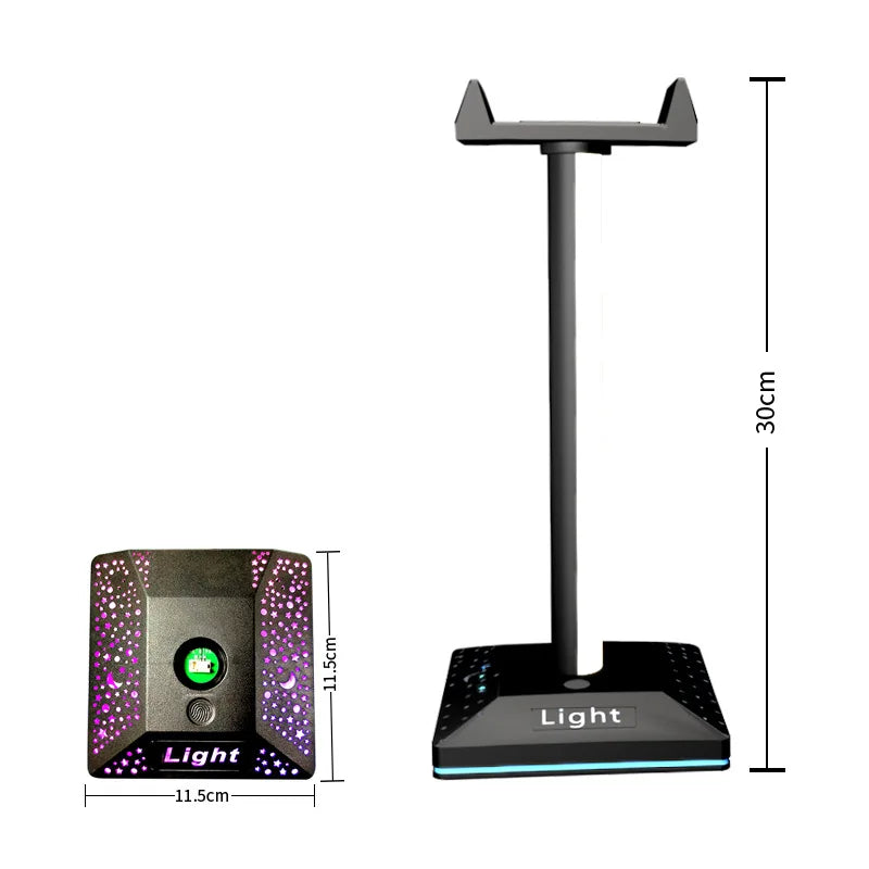 R🔴G🟢B🔵 Gaming 🎧Headset Stand LED Lights Headphone Stand Type-C & USB Charging Port Desk Lamp for Computer Room Bedroom Desktop