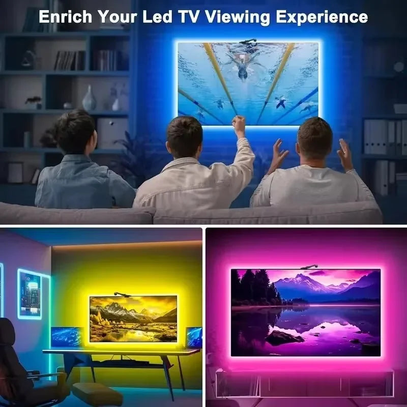 PC/TV LED Backlight RGBIC Strip Light – Smart Color Sensor, App Control & Music Sync
Transform your setup into a next-level visual experience with our cutting-edge RGBIC LED Backlight Strip. Designed for TVs, PC monitors, and gaming stations, this smart