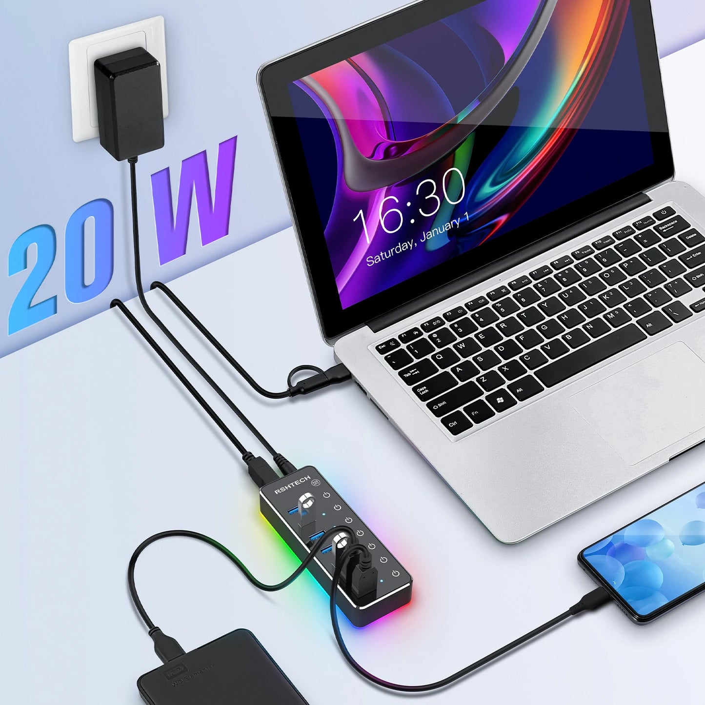 7 Port USB Hub