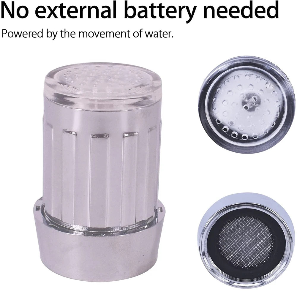 7-Color Change Automatically LED Faucet Head Glow Water Saving Stream Light Faucet Aerator Tap Nozzle for Kitchen Bathroom
