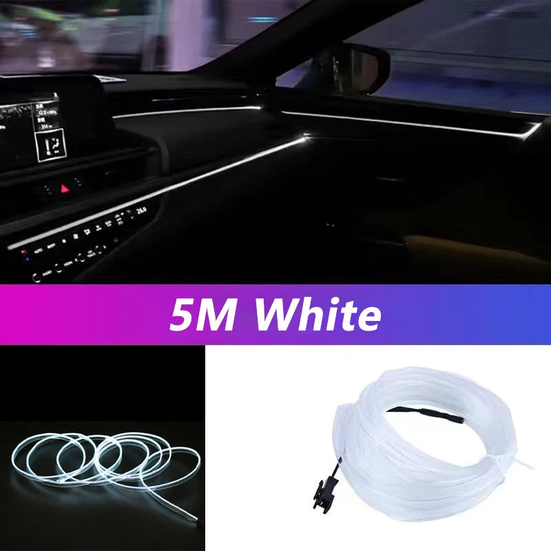 ✨️🌈5M Car Interior LED Strip Light – Flexible Neon EL Wire for DIY Auto Decoration & Party Vibes
Transform your ride into a glowing masterpiece