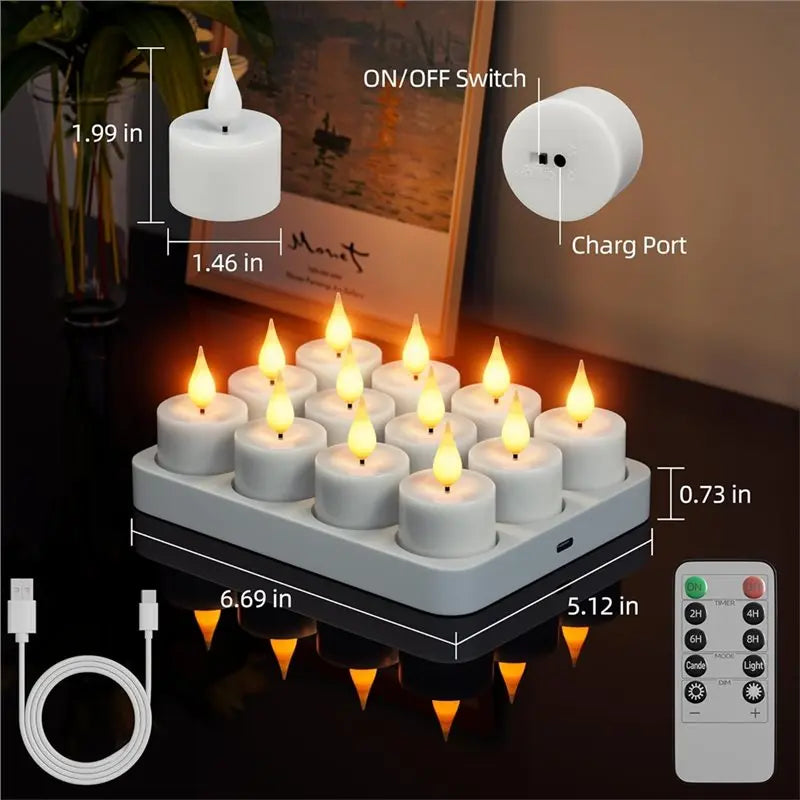 ✨ Rechargeable LED Tea Lights – With Timer & Charging Base