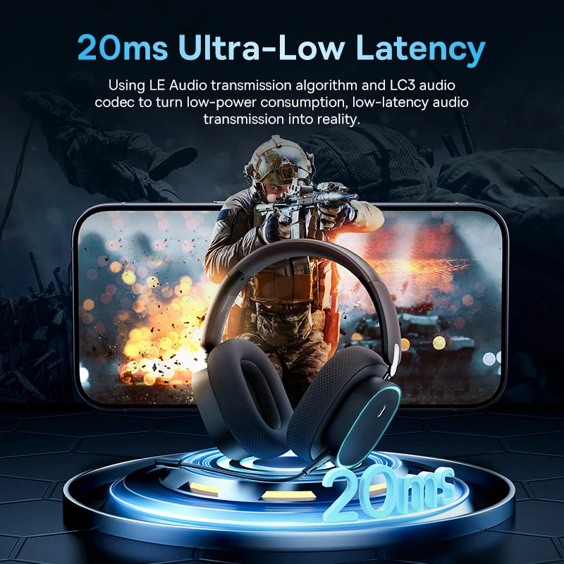 🎧 Baseus GH02 Gaming Wireless Headphone with Mic Over-Ear Headphones Bluetooth 5.3 40mm Driver 2.4G/Wireless/Cable R🔴G🟢B🔵 Headsets