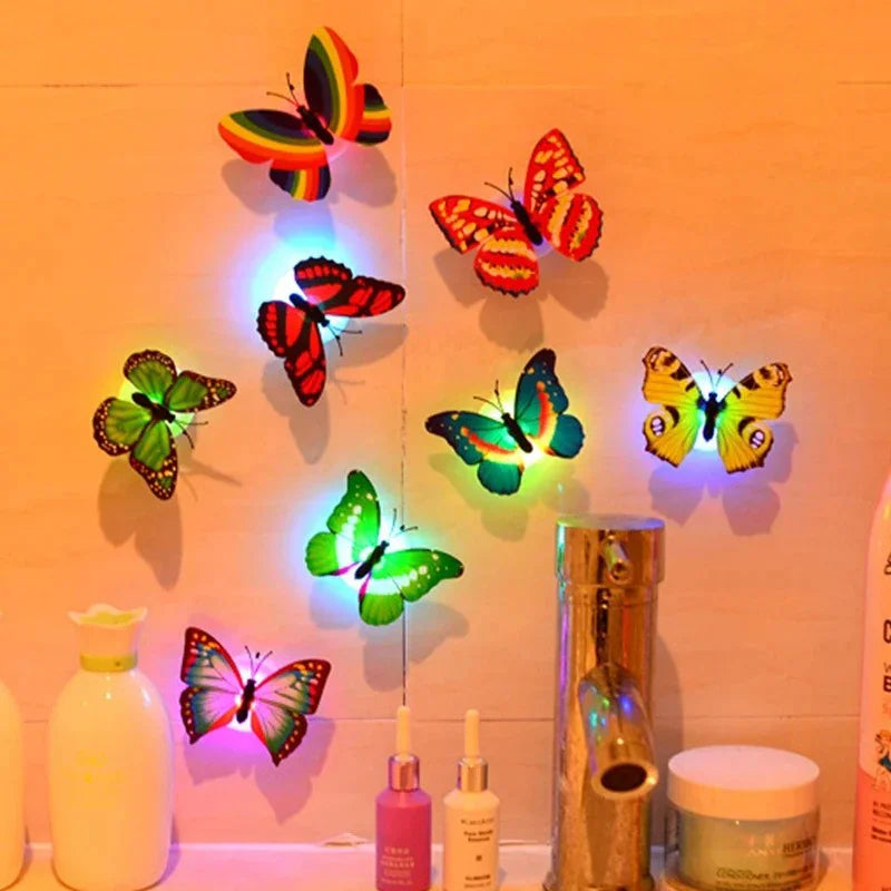Ranpo Hot Butterfly Night Light Creative Fun Colorful Glowing Butterfly Light Stickable Diy LED House Decorative Wall Lights