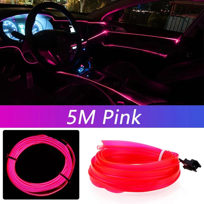✨️🌈5M Car Interior LED Strip Light – Flexible Neon EL Wire for DIY Auto Decoration & Party Vibes
Transform your ride into a glowing masterpiece