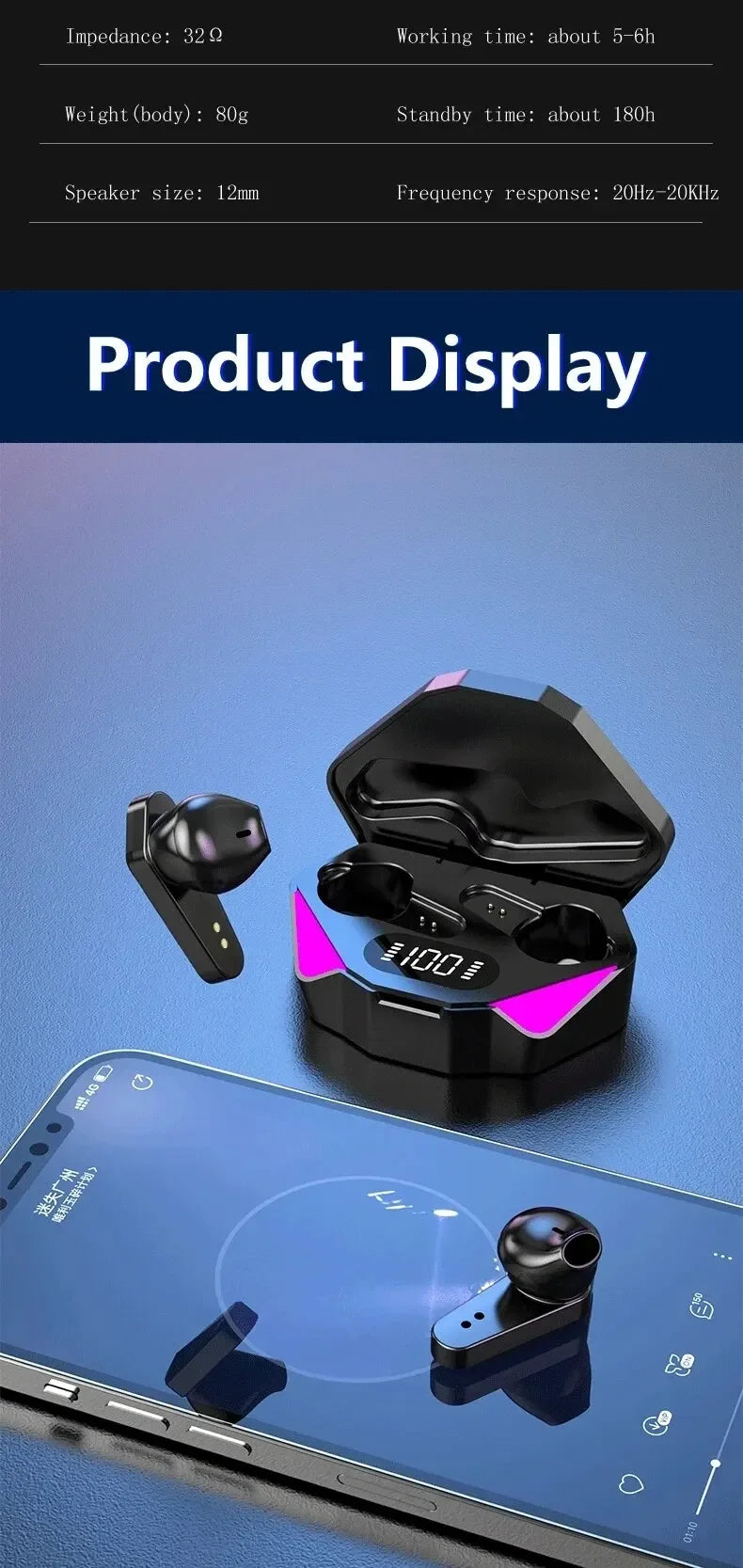 Bluetooth LED Earbuds