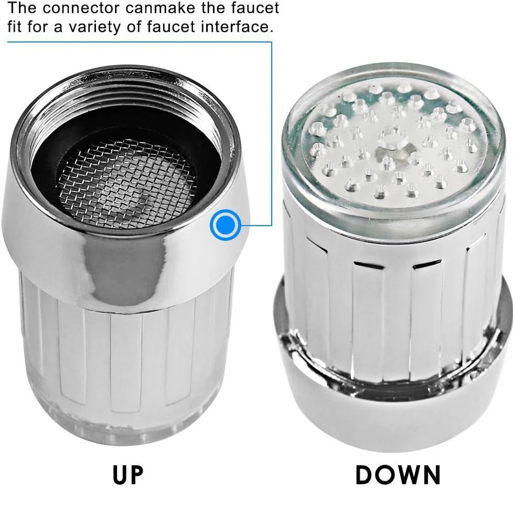 7-Color Change Automatically LED Faucet Head Glow Water Saving Stream Light Faucet Aerator Tap Nozzle for Kitchen Bathroom