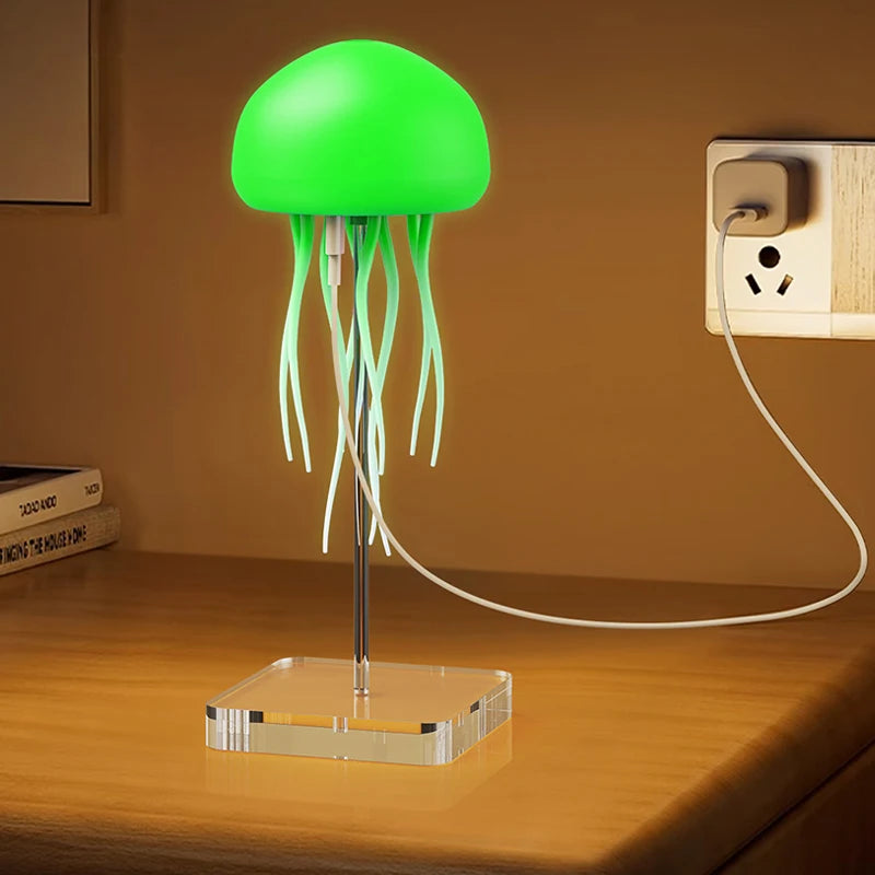 9 inch Custom Fantasy Jellyfish and fish Lava Lamp USB Powered Color Changing LED Jelly Fish Mood Night Light Round Jellyfish La