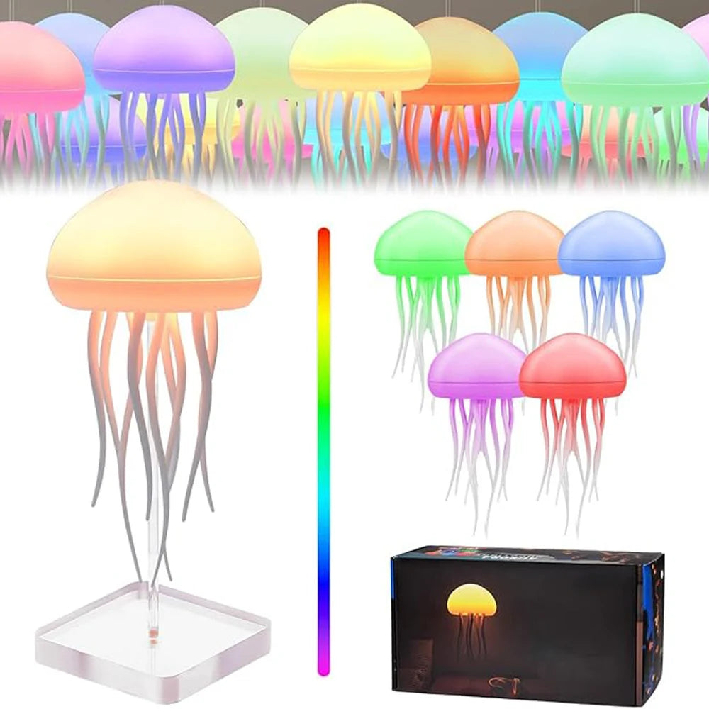 9 inch Custom Fantasy Jellyfish and fish Lava Lamp USB Powered Color Changing LED Jelly Fish Mood Night Light Round Jellyfish La