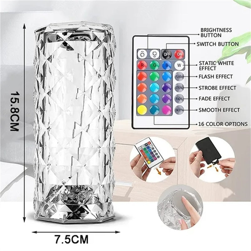 Crystal LED Touch Lamp
