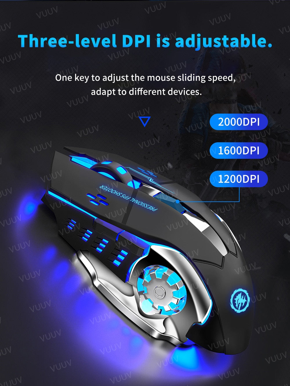 Mechanical Wireless LED Mouse