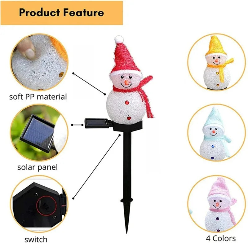 Christmas Decorations Light Solar Light Snowman Christmas Outdoor Solar Powered Stakes Lights for Corridor Patio Lawn Decoration