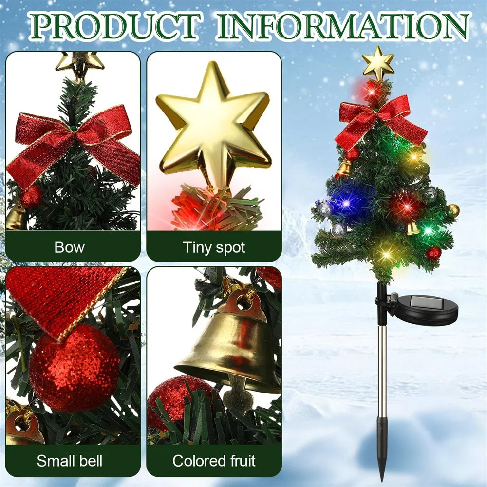 Christmas Tree Solar Lights Outdoor Waterproof LED Garden Lawn Landscape Festive Decorative Floor Night Lights Christmas Decor