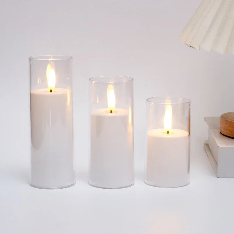 Led Electronic Candles Light Flameless Remote Timer Flickering Lamp Clear Acrylic Glass Battery Powered for any occasions