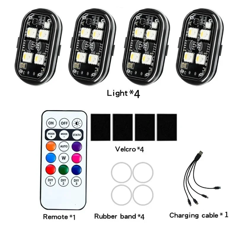 RGB Led Car Strobe Lights Motorcycle LED Flash Position Wireless Light Aircraft Airplane Helicopter Warning Lights Accessories