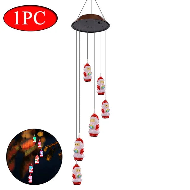 Outdoor Solar LED Christmas String Lights Solar Powered Festival Atmosphere Decorative Light Waterproof Wind Chime Lamp