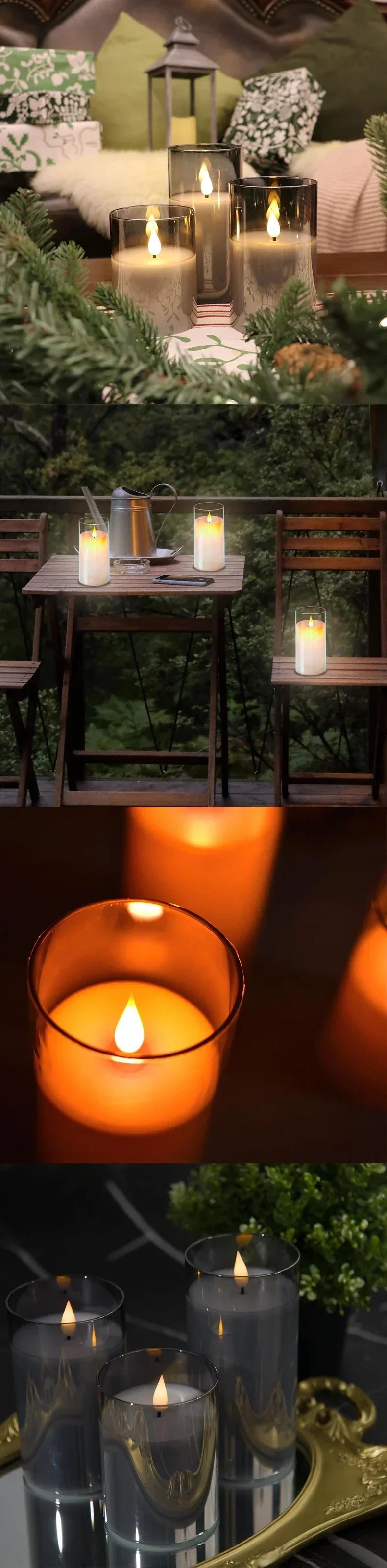 Led Electronic Candles Light Flameless Remote Timer Flickering Lamp Clear Acrylic Glass Battery Powered for any occasions