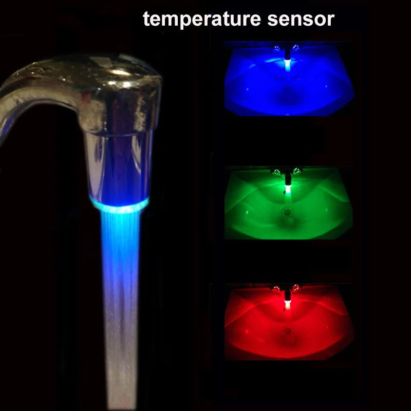 LED 🔴🟢🔵 Temperature Sensitive 3-Color Light-up Faucet Kitchen Bathroom Glow Water Saving Faucet Aerator Tap Nozzle Shower