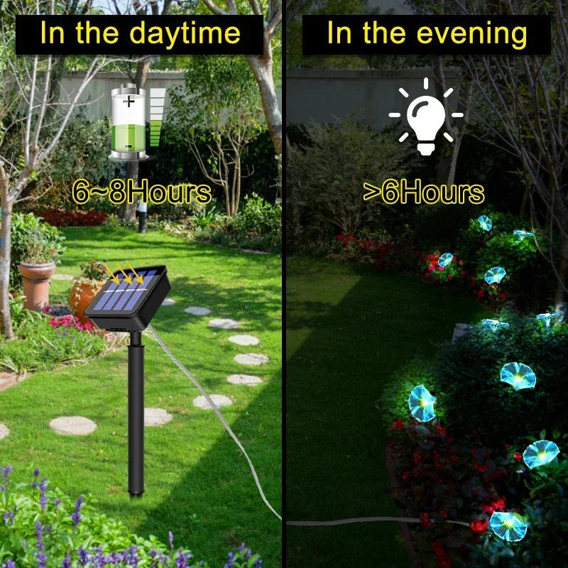 Christmas Solar Morning Glory Led Lights Outdoor Waterproof Solar Fairy String Christmas Decoration for Gardens Home