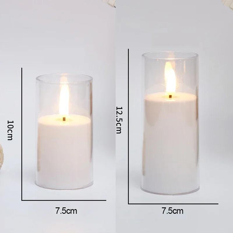 Led Electronic Candles Light Flameless Remote Timer Flickering Lamp Clear Acrylic Glass Battery Powered for any occasions