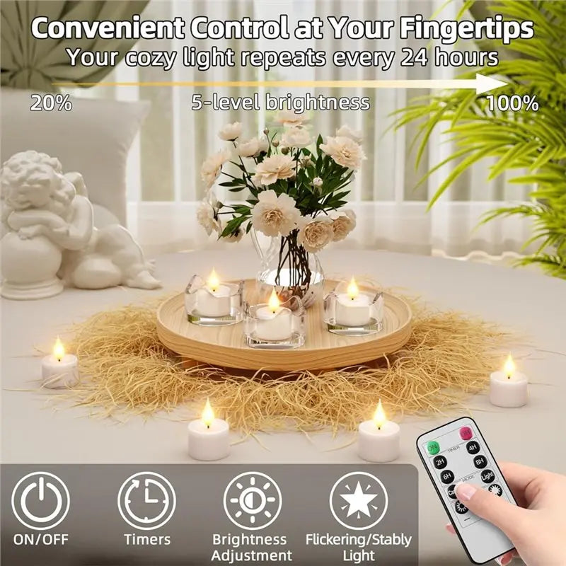 ✨ Rechargeable LED Tea Lights – With Timer & Charging Base
