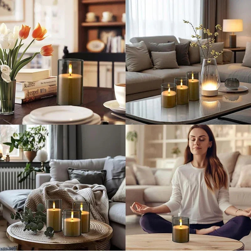 Led Electronic Candles Light Flameless Remote Timer Flickering Lamp Clear Acrylic Glass Battery Powered for any occasions