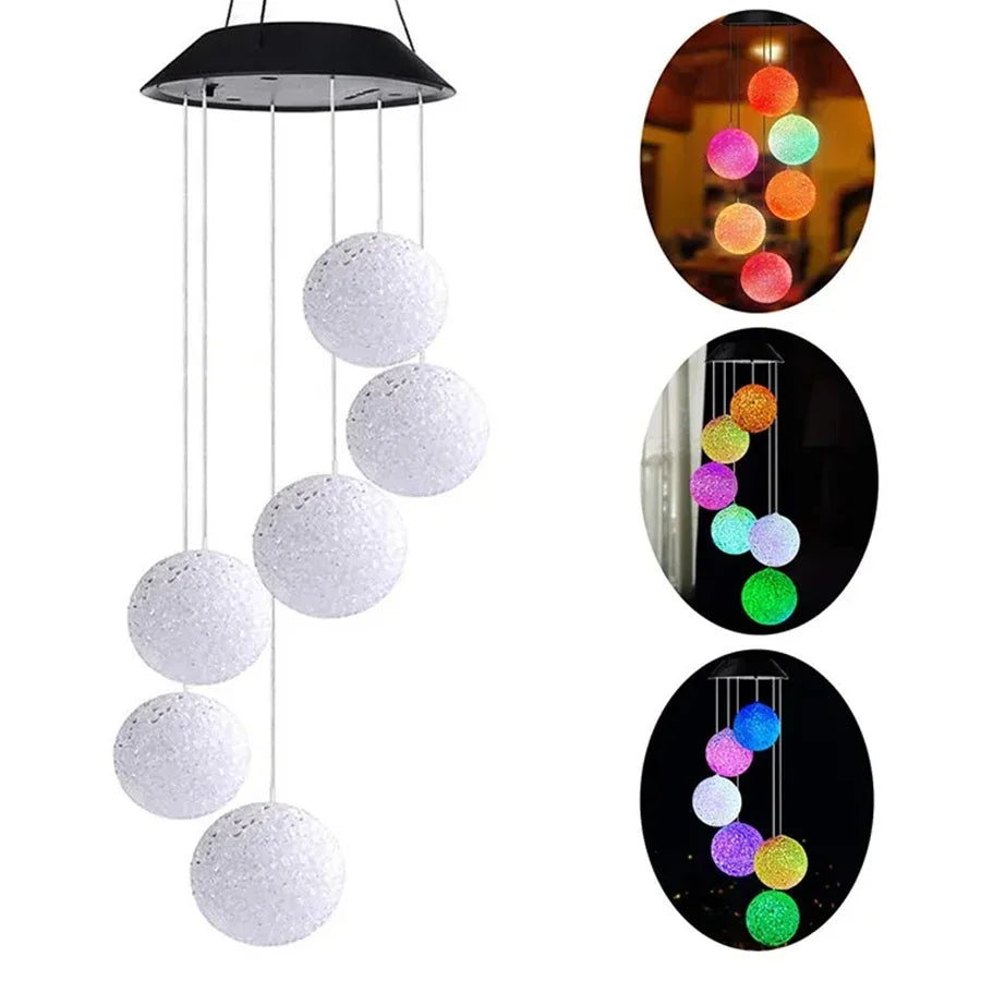 Outdoor Solar LED Christmas String Lights Solar Powered Festival Atmosphere Decorative Light Waterproof Wind Chime Lamp