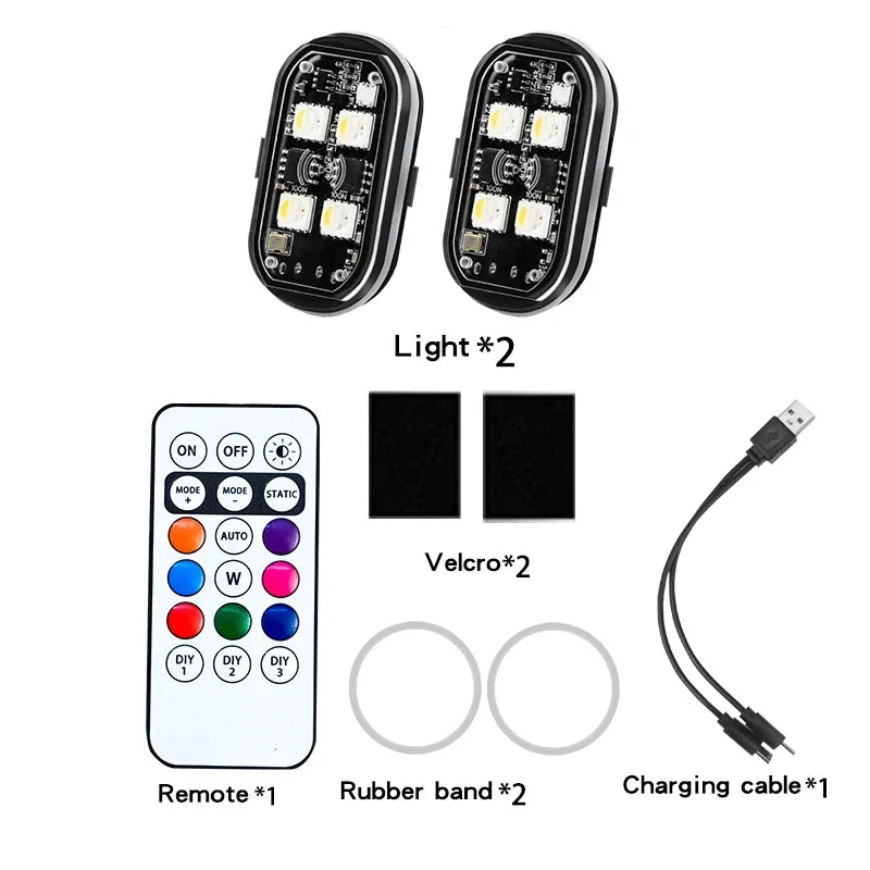 RGB Led Car Strobe Lights Motorcycle LED Flash Position Wireless Light Aircraft Airplane Helicopter Warning Lights Accessories