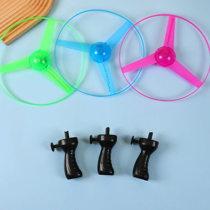 Kids Luminous Flying Disc Propeller Toys LED Lighting Pull String Flying UFO Toy Spinning Top Outdoor Game Sports Toy Gift