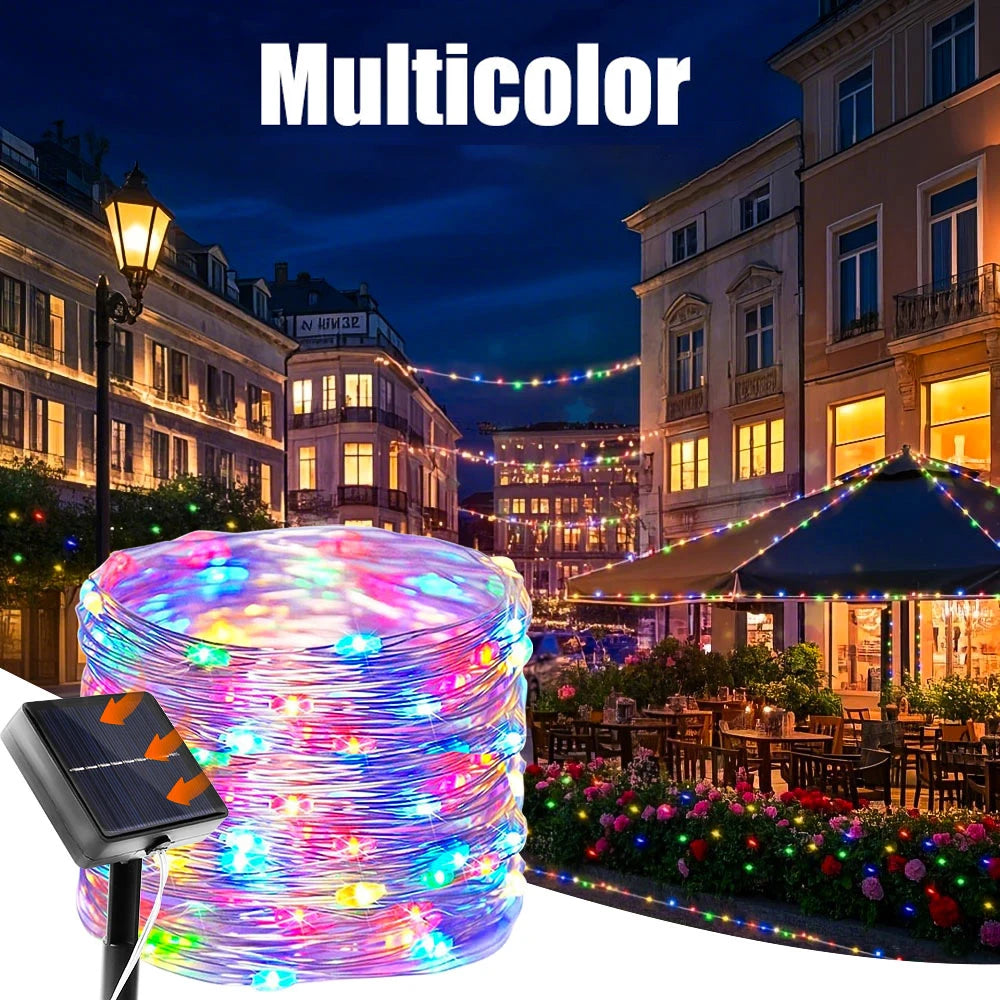 Solar Christmas String Lights Outdoor Solar Fairy Lights 8 Lighting Modes Twinkle Lights for Garden Party Wedding Xmas Decor