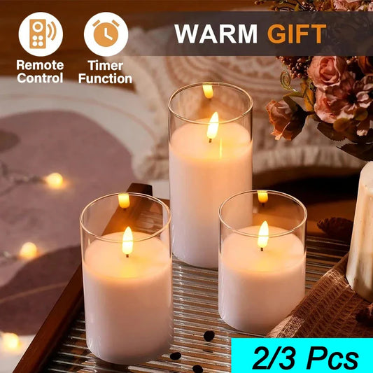 Led Electronic Candles Light Flameless Remote Timer Flickering Lamp Clear Acrylic Glass Battery Powered for any occasions