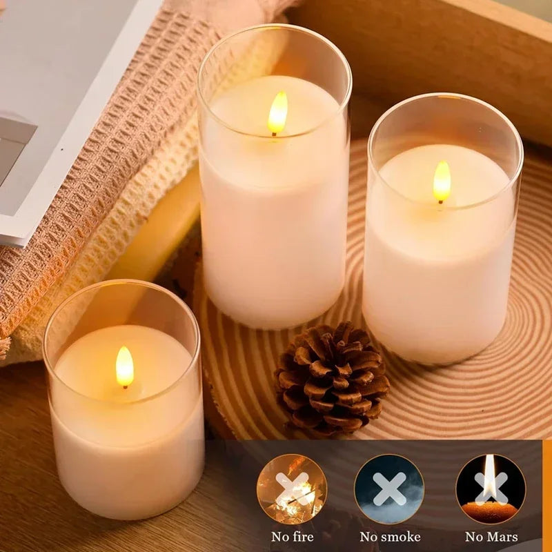 Led Electronic Candles Light Flameless Remote Timer Flickering Lamp Clear Acrylic Glass Battery Powered for any occasions