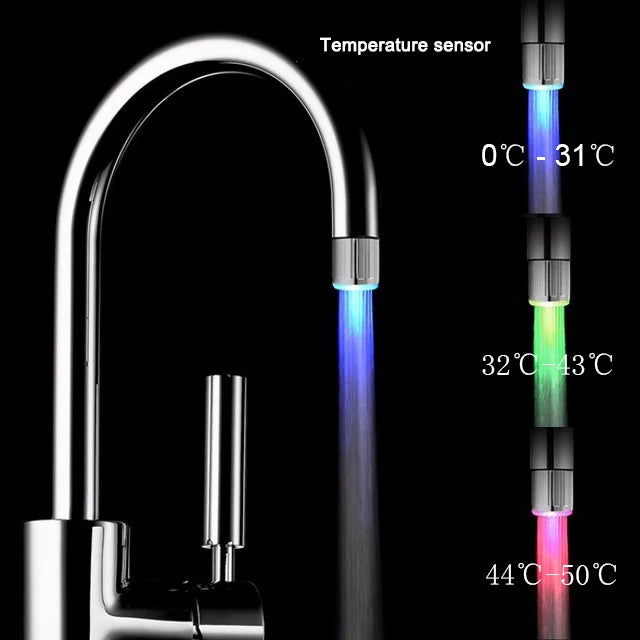 LED 🔴🟢🔵 Temperature Sensitive 3-Color Light-up Faucet Kitchen Bathroom Glow Water Saving Faucet Aerator Tap Nozzle Shower