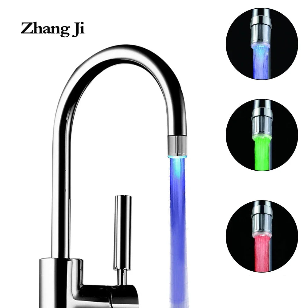 LED 🔴🟢🔵 Temperature Sensitive 3-Color Light-up Faucet Kitchen Bathroom Glow Water Saving Faucet Aerator Tap Nozzle Shower
