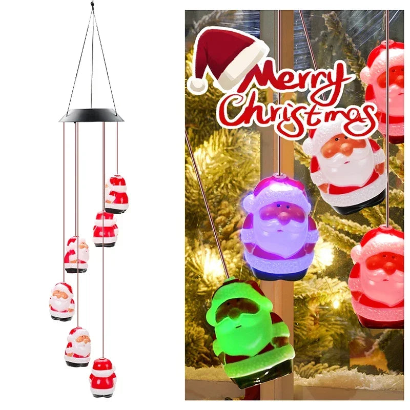 Outdoor Solar LED Christmas String Lights Solar Powered Festival Atmosphere Decorative Light Waterproof Wind Chime Lamp