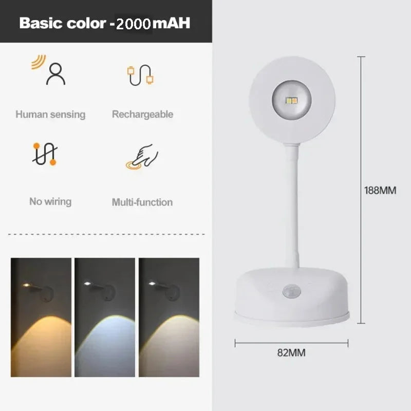 USB Rechargeable Intelligent Sensing Wireless Wall Light Dimmable Led Spotlight For Lighting Paintings Pictures
